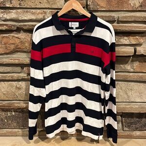 Ponant France Red, White, and Blue Long Sleeve Preppy Polo